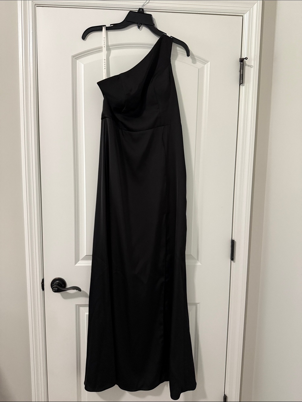 Azazie One-Shoulder Black Evening Gown